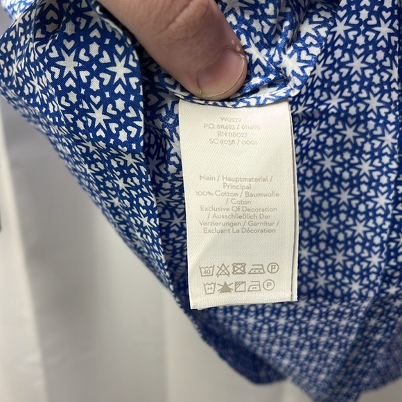 Boden Blue Coral Star Print 3/4 Sleeve Peasant Blouse- 6 - Picture 6 of 6